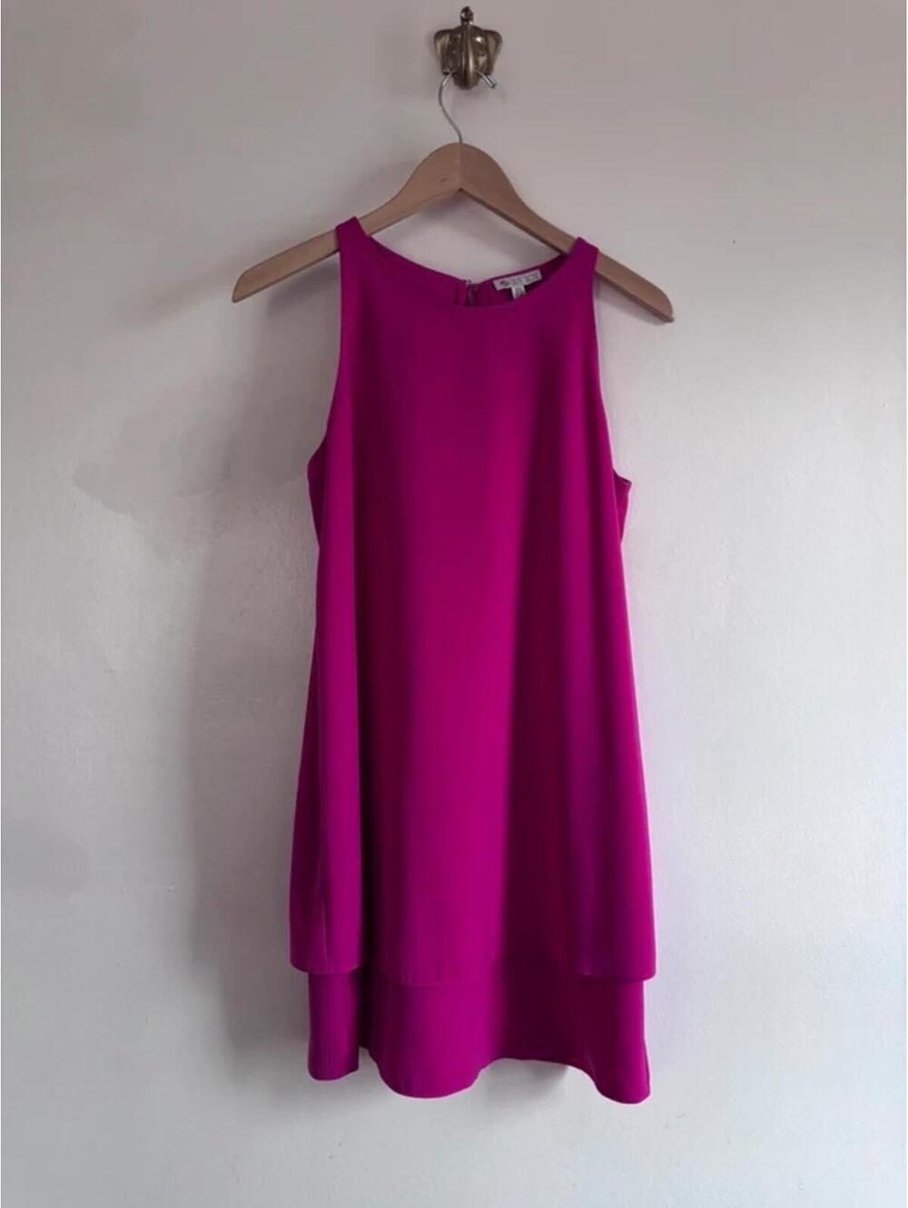 Lila‎ Rose Hot Pink Swing Dress With Double Layered Skirt size 6